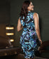Sleeveless High Neck Printed Bodycon Dress